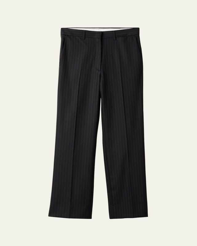 Stripe Straight Leg Wool Pants
